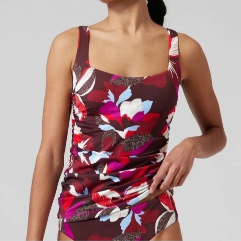 NWT Athleta Square Neck Bra Cup Tankini in Hero Blossom